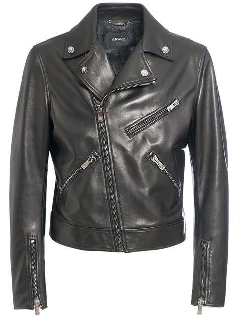 versace collection toggle coat|Versace biker jacket.